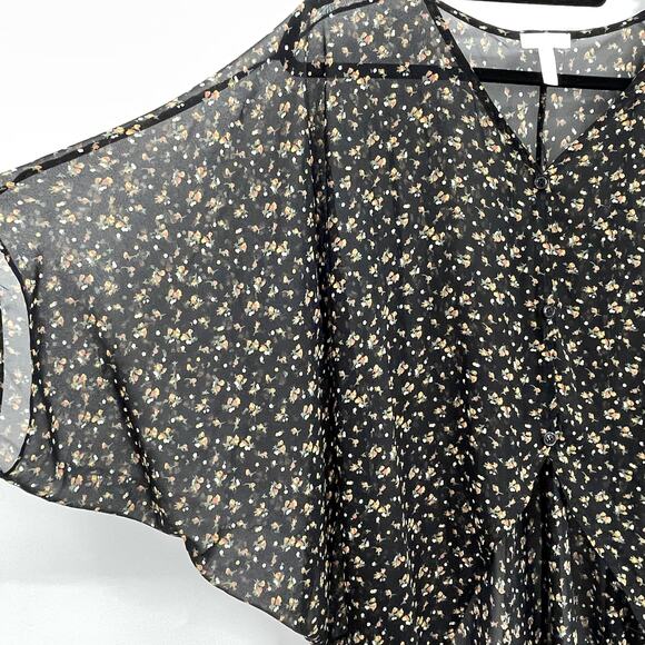 LEITH Kimono Oversized Chiffon Floral Batwing Sheer Coverup Women's Sz XS / S - Picture 5 of 6